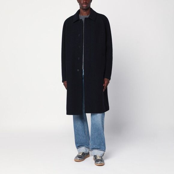 Harris Wharf London Navy Blue Single-Breasted Wool Coat Men - Picture 1 of 2